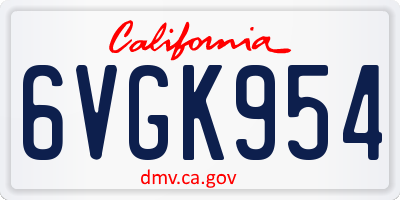 CA license plate 6VGK954