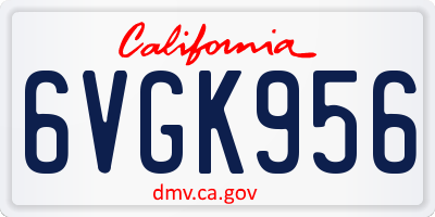 CA license plate 6VGK956
