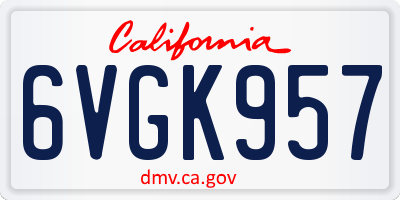 CA license plate 6VGK957