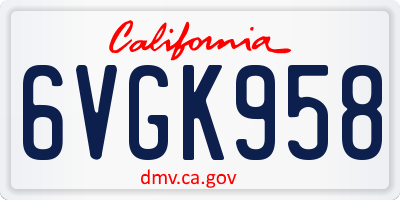 CA license plate 6VGK958