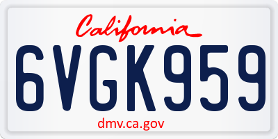 CA license plate 6VGK959