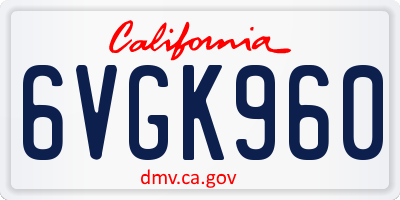 CA license plate 6VGK960