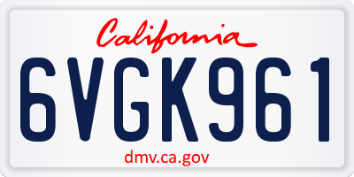 CA license plate 6VGK961