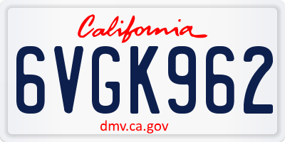 CA license plate 6VGK962