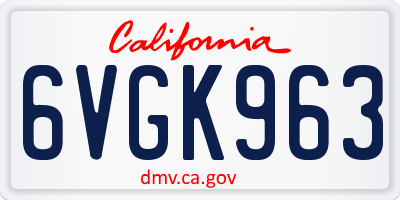 CA license plate 6VGK963