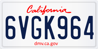 CA license plate 6VGK964