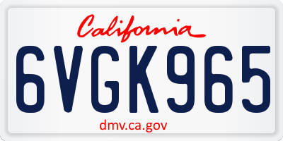 CA license plate 6VGK965