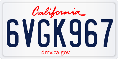CA license plate 6VGK967