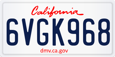 CA license plate 6VGK968