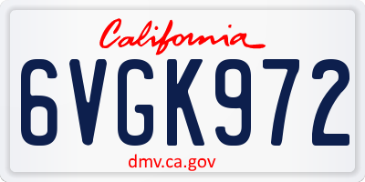 CA license plate 6VGK972