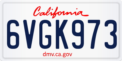 CA license plate 6VGK973