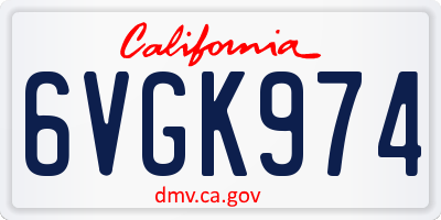 CA license plate 6VGK974