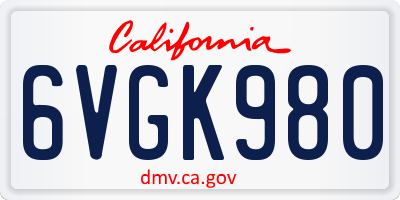 CA license plate 6VGK980