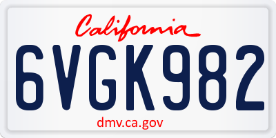 CA license plate 6VGK982