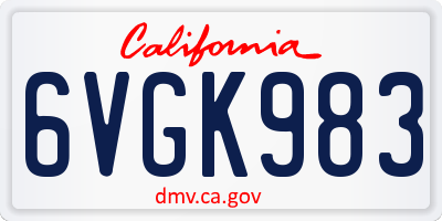 CA license plate 6VGK983
