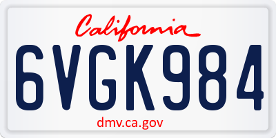 CA license plate 6VGK984