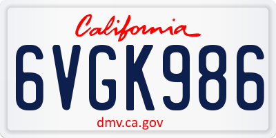 CA license plate 6VGK986