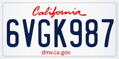 CA license plate 6VGK987