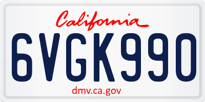 CA license plate 6VGK990
