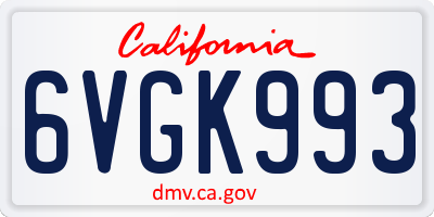 CA license plate 6VGK993