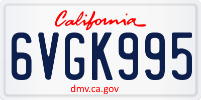 CA license plate 6VGK995