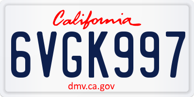 CA license plate 6VGK997