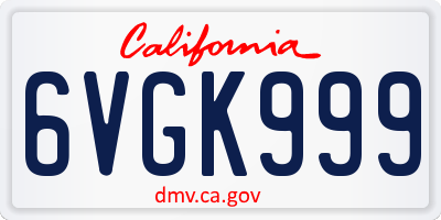 CA license plate 6VGK999