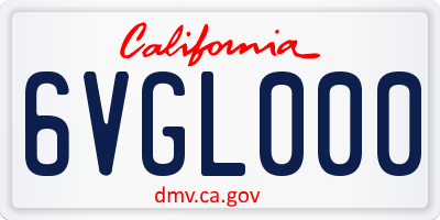CA license plate 6VGL000