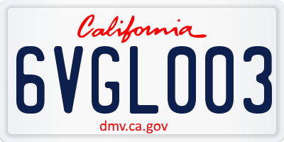 CA license plate 6VGL003