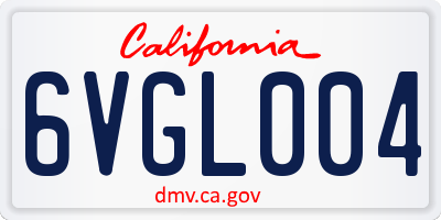 CA license plate 6VGL004