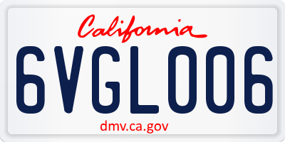 CA license plate 6VGL006