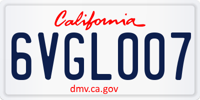 CA license plate 6VGL007