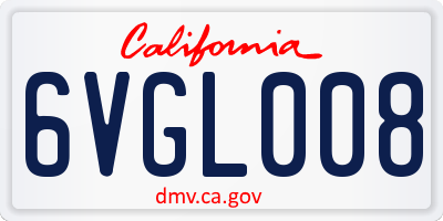 CA license plate 6VGL008