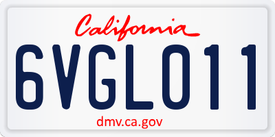 CA license plate 6VGL011