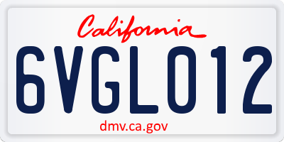 CA license plate 6VGL012