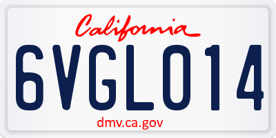 CA license plate 6VGL014