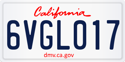 CA license plate 6VGL017