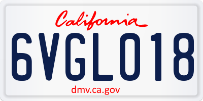 CA license plate 6VGL018
