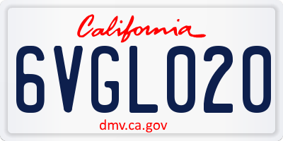 CA license plate 6VGL020