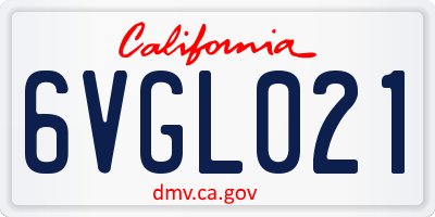CA license plate 6VGL021