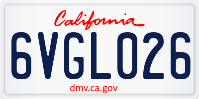 CA license plate 6VGL026