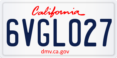 CA license plate 6VGL027