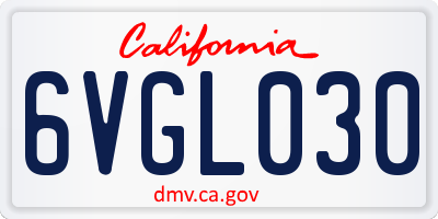 CA license plate 6VGL030