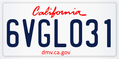 CA license plate 6VGL031