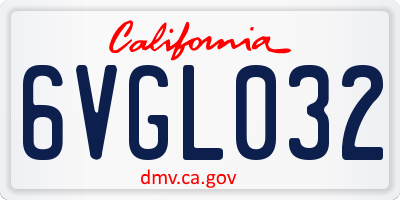 CA license plate 6VGL032