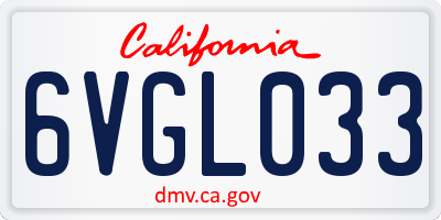 CA license plate 6VGL033
