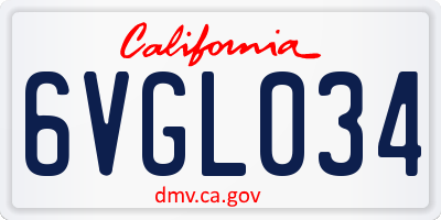 CA license plate 6VGL034