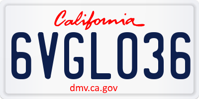 CA license plate 6VGL036