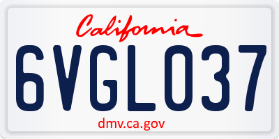 CA license plate 6VGL037