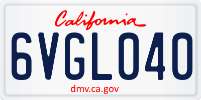 CA license plate 6VGL040